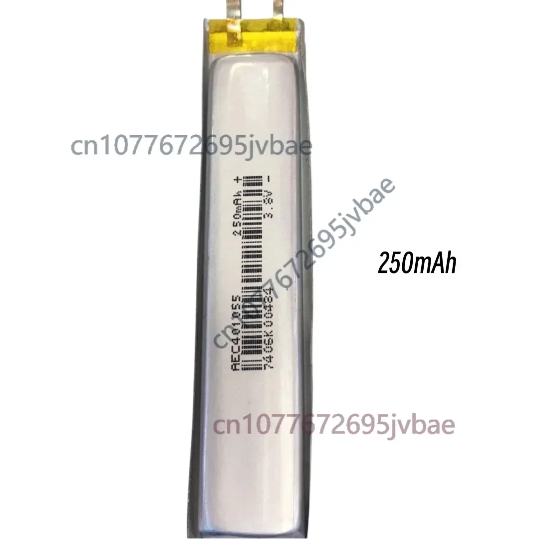 3.7V 250mAh Li‑Polymer Battery 401055 041055 Rechargeable Replacement Battery For MP3 Bluetooth Headset Small Toy Voice Recorder