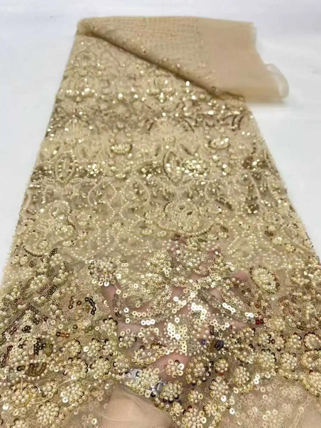 نسيج الدانتيل الأفريقي 2026 الترتر مطرز التطريز العريس النيجيري الزفاف عالية الجودة الفرنسية تول أقمشة الدانتيل لحفل الزفاف S1773 #6