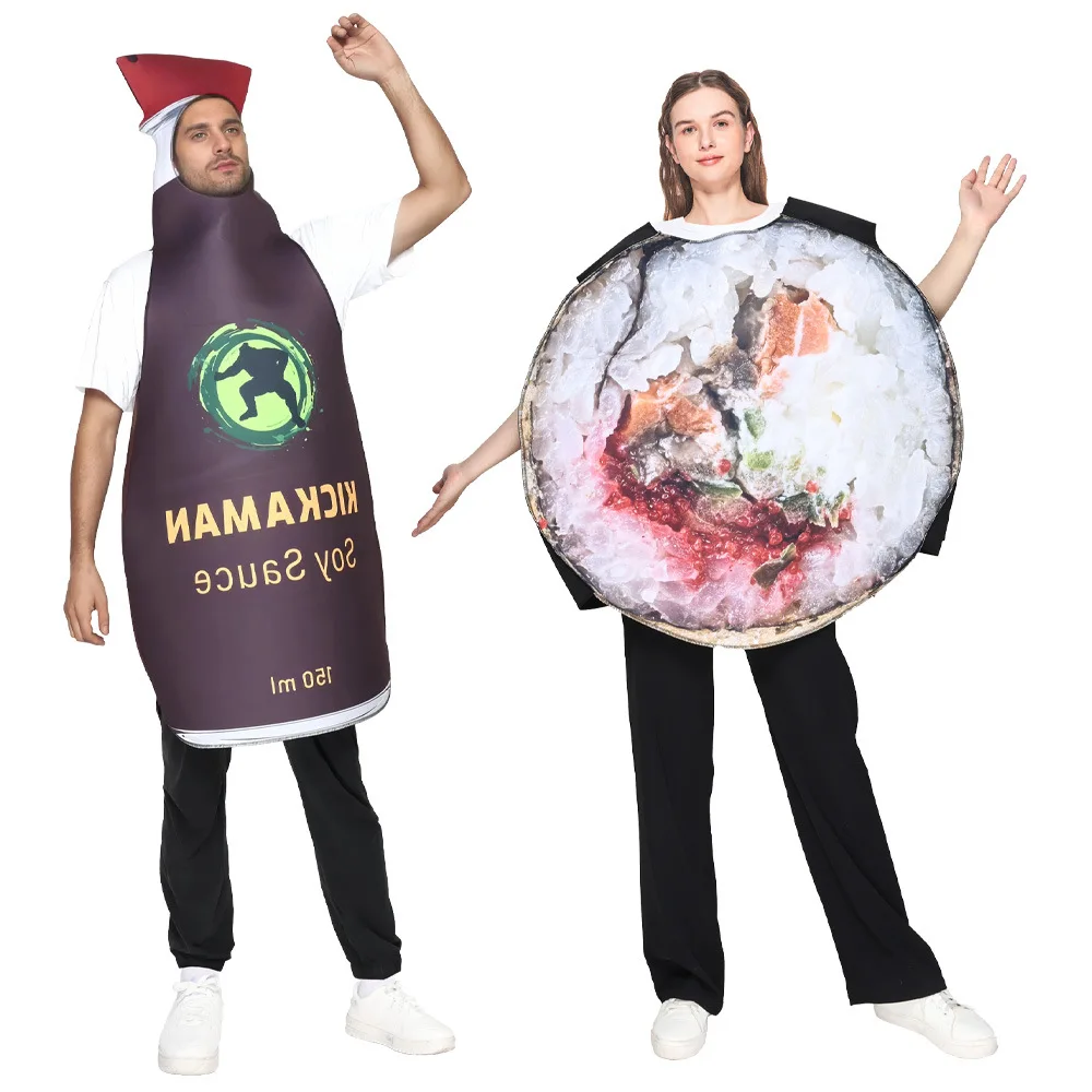 

Хэллоуин, новый комплект ролевых костюмов для пары, комбинированный костюм Sui соевого соуса, наряд для бара, китайское производство, весна 2025 г.