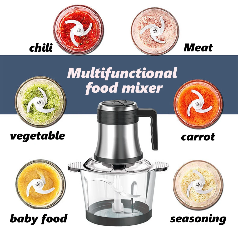 800W 전기 고기 분쇄기 다기능 푸드 프로세서 3L 스테인레스 스틸 식품 믹서 야채 슬라이서 가전 제품 220V