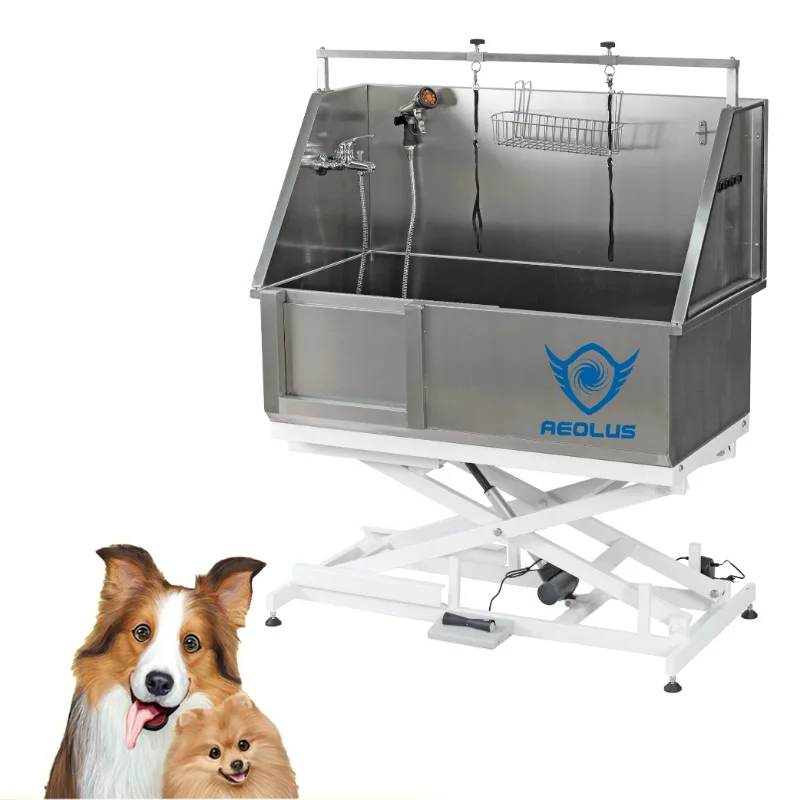 

Aeolus Veterinary Stainless-Steel Pet/Dog Grooming Bathtub Pet Stainless Steel Bathing Tub with Swing in/out Ramp