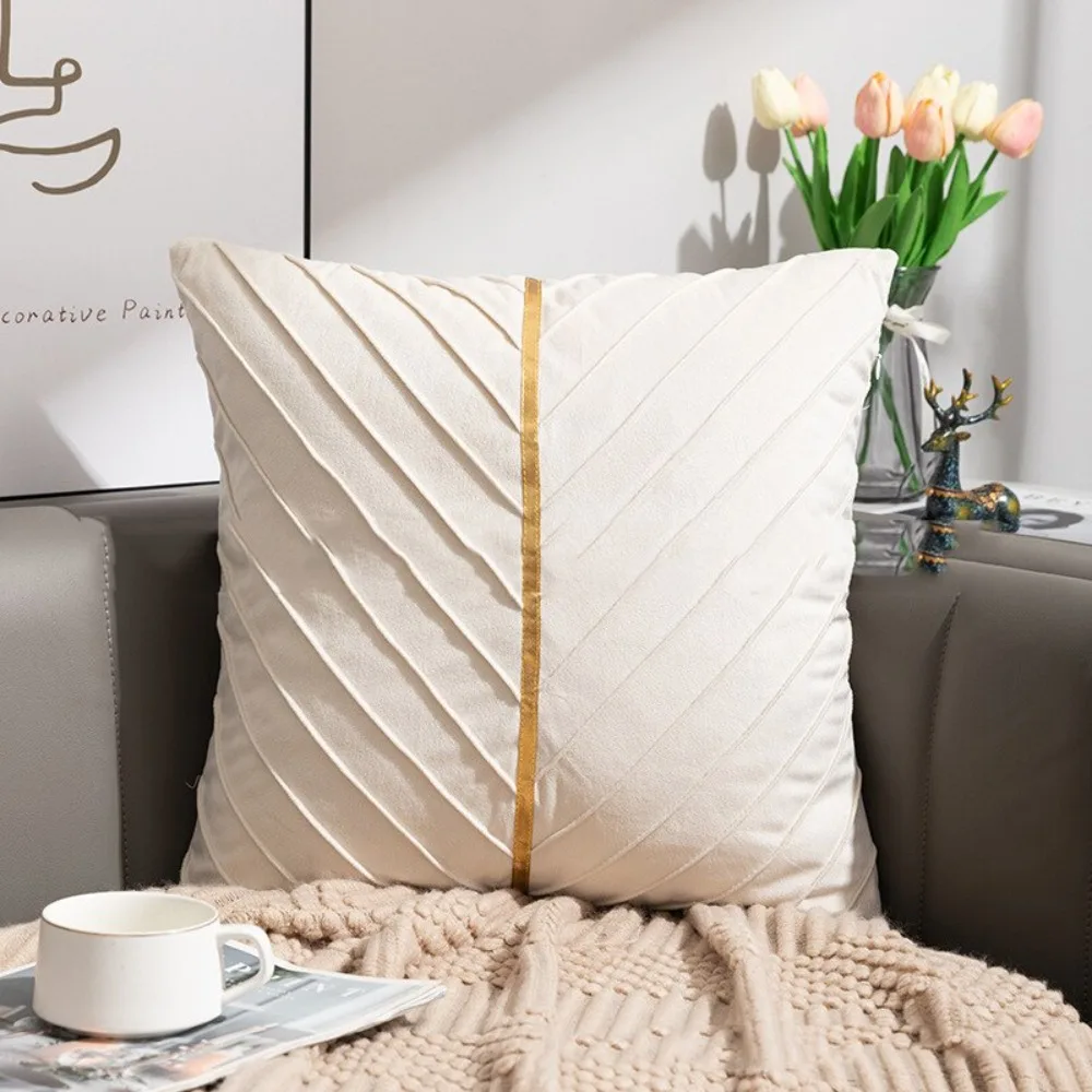 CIFBUY Stripe Velvet Symmetrical Line Cushion Cover 18x18 Inch Decorative Throw Pillow Case for Sofa Bed Living Room Home Decor