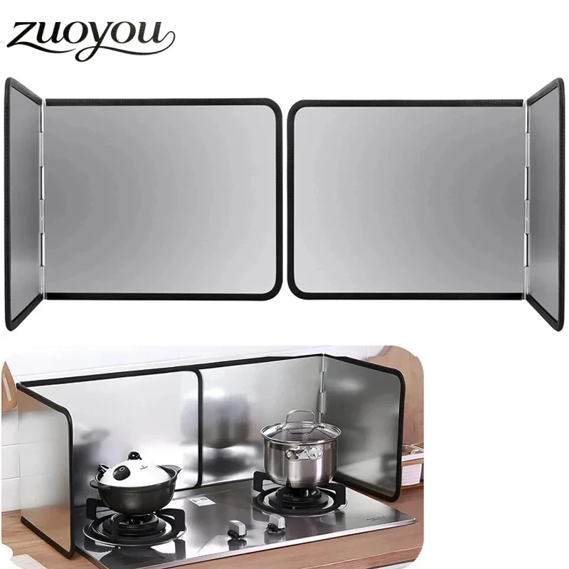 Kitchen Stove Splatter Guard Foldable Oil Splash Shield Grease Protector Heat Resistant Cooking Barrier for Gas Stove Cooktop