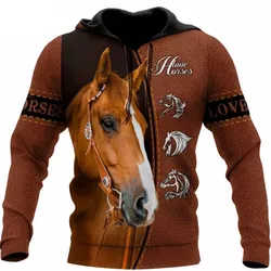 Sudadera con capucha para hombre y mujer, Top holgado de gran tamaño con estampado 3D de caballo, Animal bonito, personalidad urbana, primavera y otoño, XXS-4XL