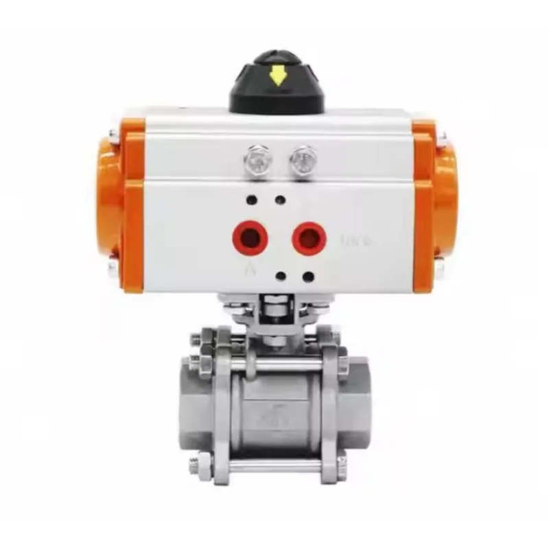 

Stainless steel three-piece pneumatic actuator ball valve, internal thread, suitable for water, gas, oil