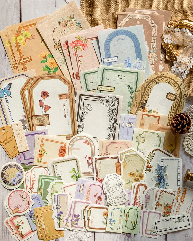 100pcs Vintage Scrapbooking Light Paper Kit DIY Junk Journal Collage Stationery Background Decor Materials for Creative Projects