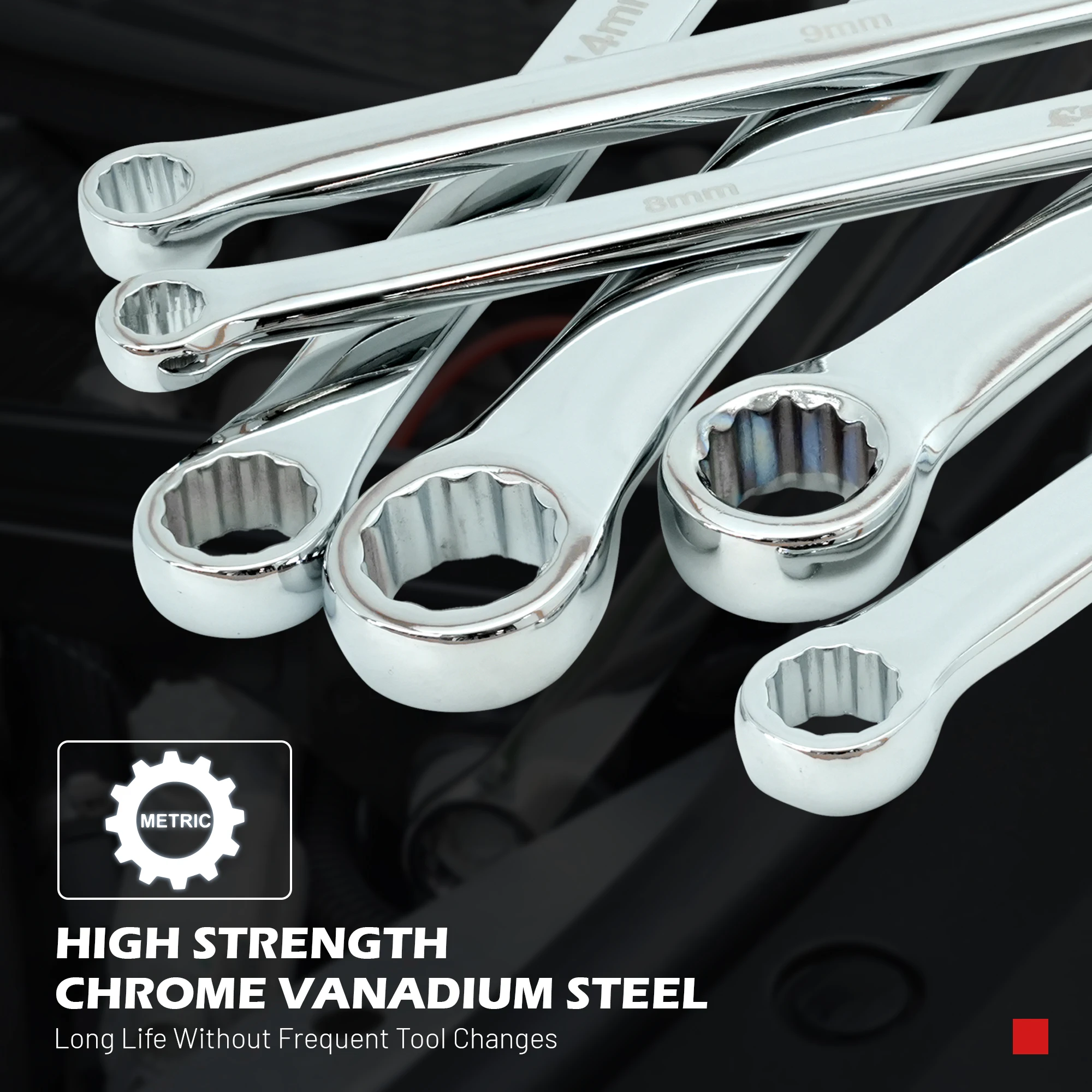 EZARC 1Pcs Ring Doppel Kopf Wrench CRV Metric 8-10 9-11 12-13 14-15 16-17 18-19mm Extra Lange Kombination Luftfahrt Spanner