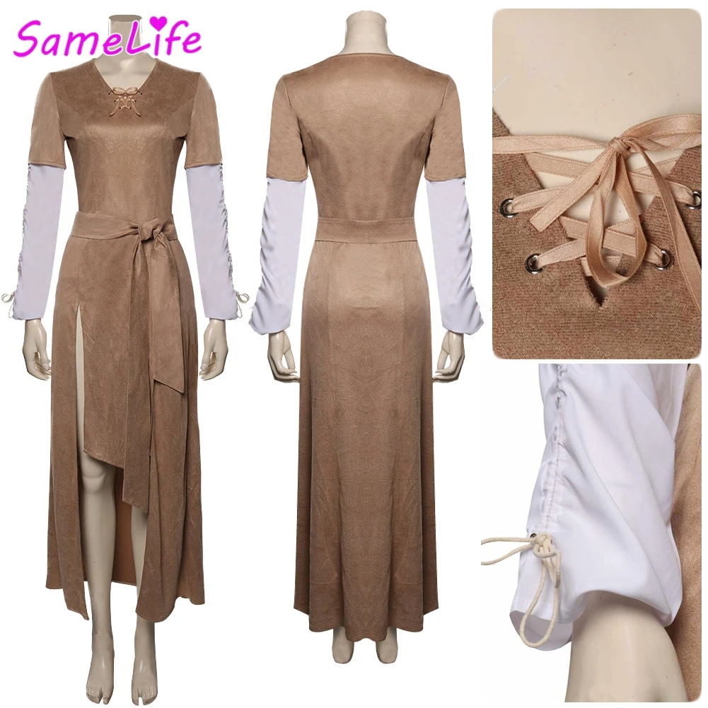 

Fantasia Princess Cosplay Leia Brown Dress Women Disfraz Costume Movie Space Battle Return Halloween Carnival Party Clothes