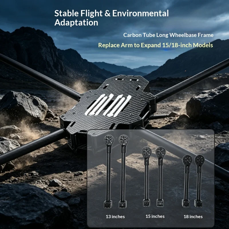 DolphinRC Tianpeng Frame 13 15 18 Inch Carbon Fiber X Type FPV Quadcopter Frame Kit High Strength Heavy Load Long Range Drone