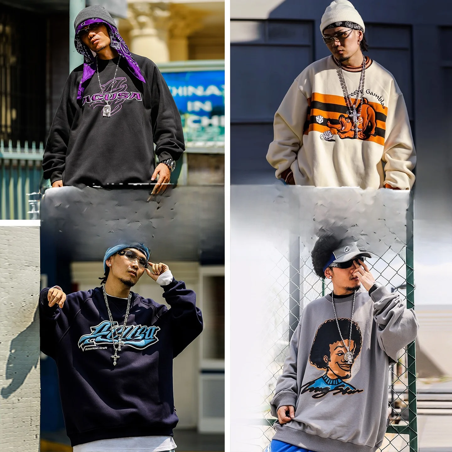ACUSA JEANS Oversized Fleece Lined Hoodie out of Stock Street Style Hip Hop for Men And Women Casual Comfortable Cotton Polye...