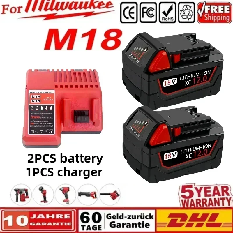 

Original For Milwaukee M18 battery 18V 12.0Ah/9.0Ah 48-11-1840 48-11-1850 2604-22 2604-20 2708-22 2607-22 power Tools Battery