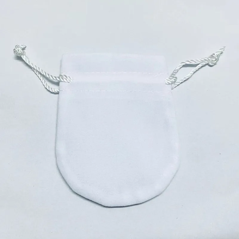 

50 шт., бархатные сумки с белой лентой, чехол для браслета с подвесками из бисера, женские украшения, подарок на день рождения, белые сумки, внешняя упаковка