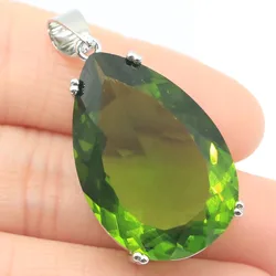 Buy 4 Get 1 Free 40x20mm Gorgeous Big Gemstone Pink Morganite Green Peridot Women Dating Sliver Pendant
