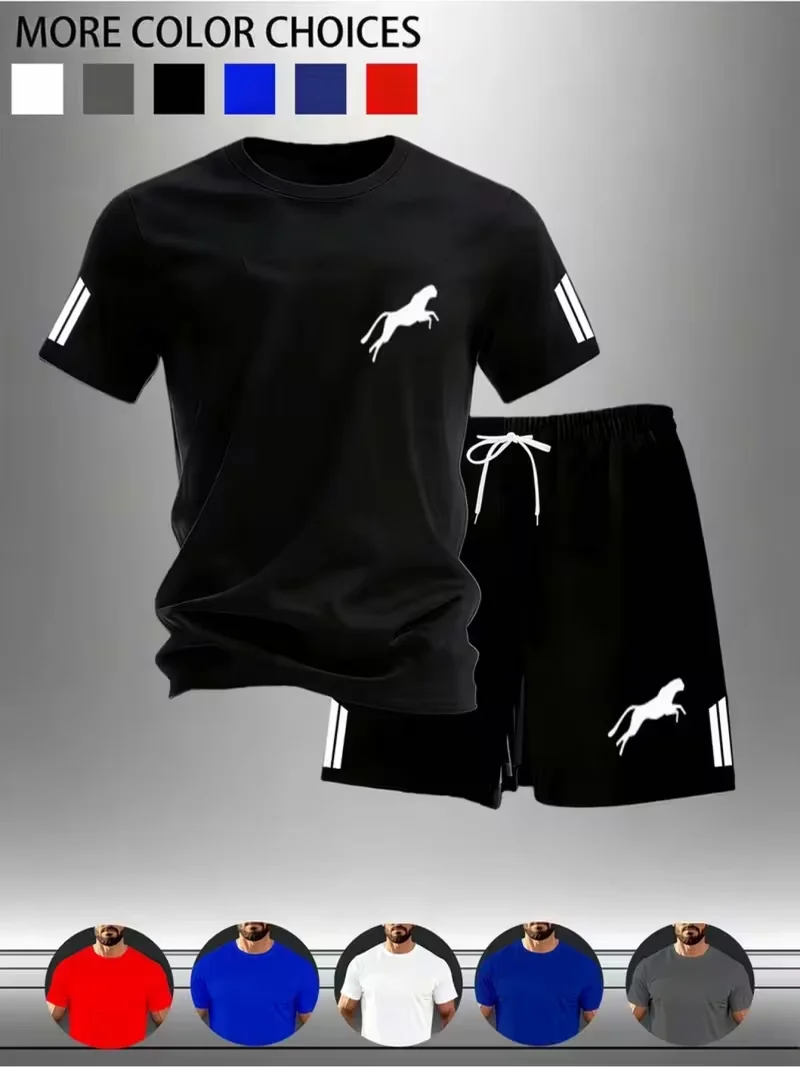 

New Street Trendy Men's Summer Breathable Sportswear Short Sleeve Shorts Lightweight Quick Drying Comfortable Fashionable Sports
