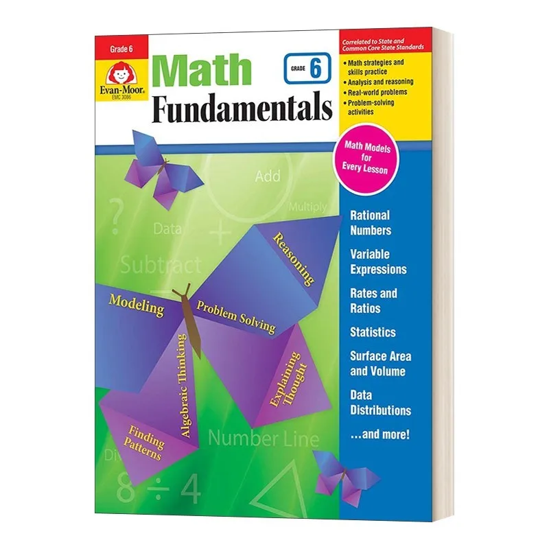 Evan-Moor Math Fundamentals, Grade 6 Workbook,aged 9 10 11 12, English book 9781629383323