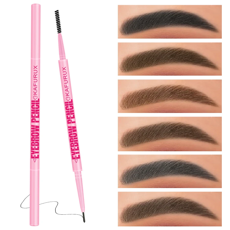 1 pz 6 colori ultra-fine doppia testa matita per sopracciglia girevole occhi trucco coreano matita per sopracciglia impermeabile cosmetico con pennello