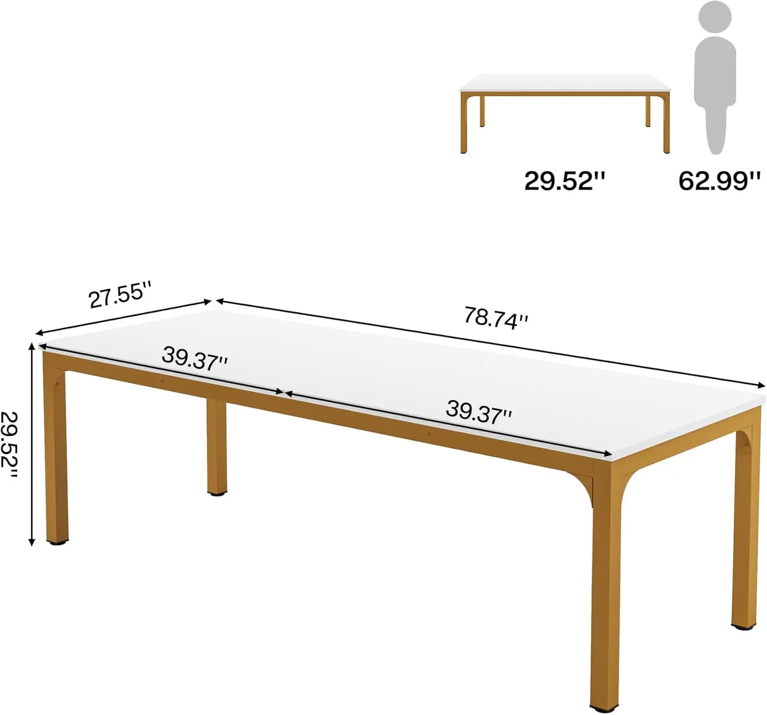 78.7 Inches Extra Long Computer Desk 2 Person Desk Double Long Desk Workstaion for Home Office