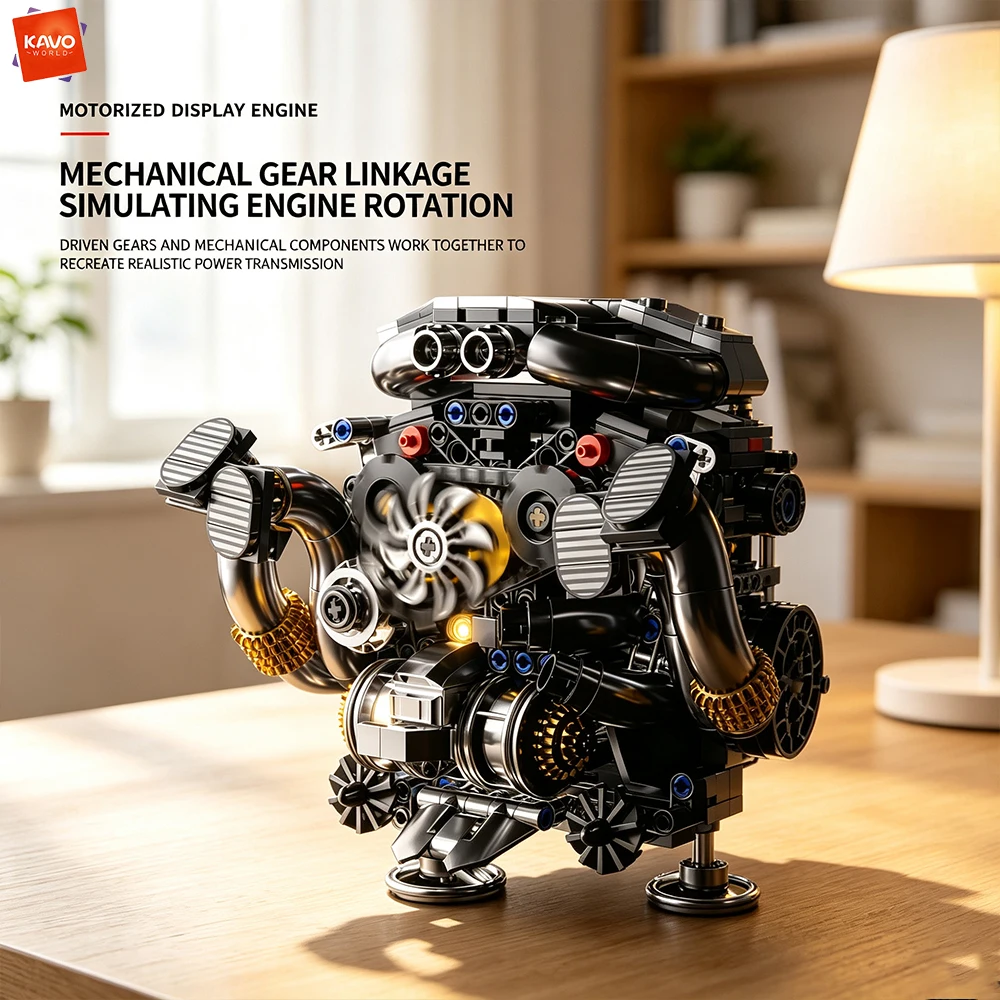 KAVOWORLD 1688PCS Engine Motor Building Blocks Kit DIY Assembly Mechanical Bricks Model STEM Educational Toys for Adults Teens