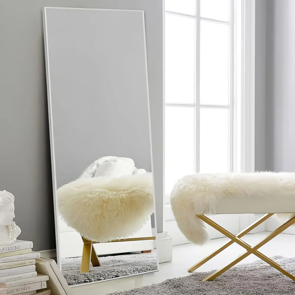 

64" X 21" Aluminum Alloy Frame Floor Mirror With Stand Full Body Mirror for Bedroom Wall Mirrors for Room Silver Freight Free