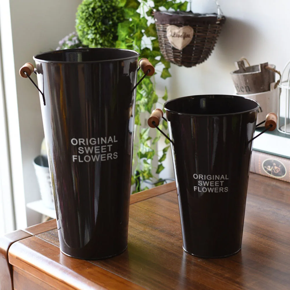 

Tinplate Decorative Flower Bucket Artistic Flower Arrangement Vase Home Office Garden Decor Tinplate Vase