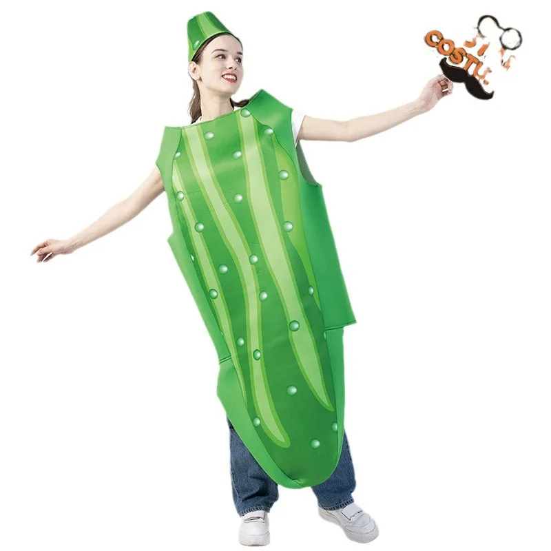 Zabawny kostium ogóra dla dorosłych, unisex, na imprezę, karnawał, przebranie owocowe