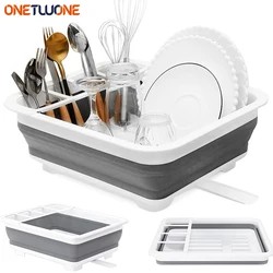 Collapsible Dish Drying Rack Foldable Dinnerware Drainer Organizer Tableware Plate Portable Drying Rack for  Kitchen Storage