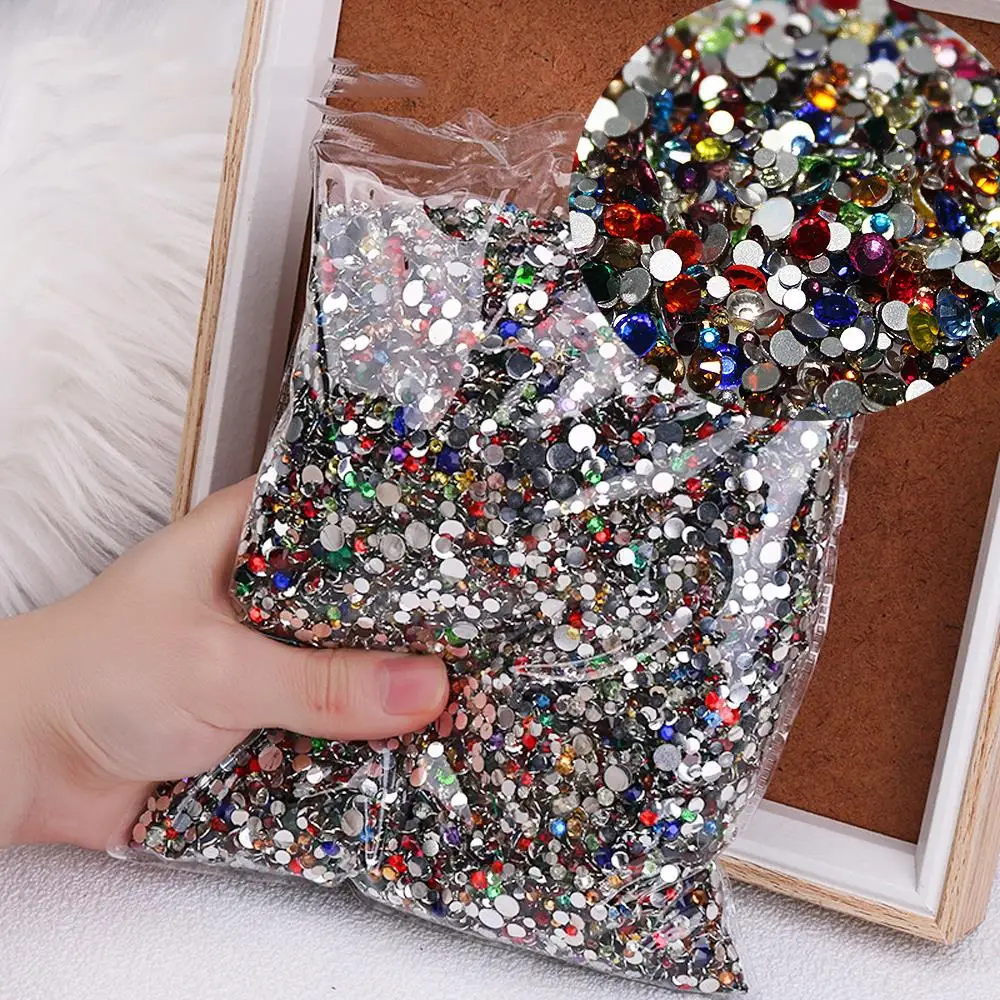 10000pcs Mixed Colors Mini Nail Rhinestones Glitter Crystal Stones Beads Flatback Diamond Nail Charms Parts Manicure Accessory