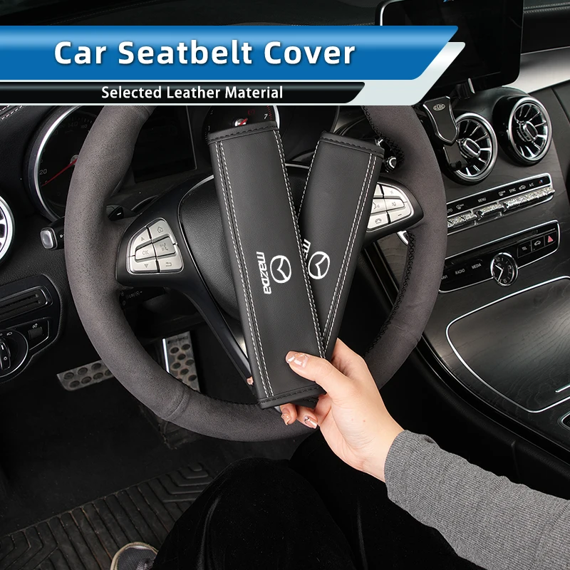 Car Seat Shoulder Pad Leather Safety Belt Protector Cover Accessories For Mazda 6 3 CX5 5 2 323 CX7 Demio Atenza Axela MX30 CX30