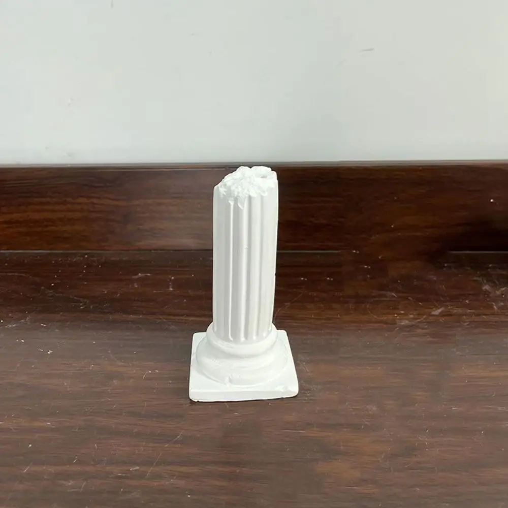 Luxury Roman Column Ring Stand Exquisite European Style Vintage Plaster Ring Holder White Gypsum Jewelry Display Stand