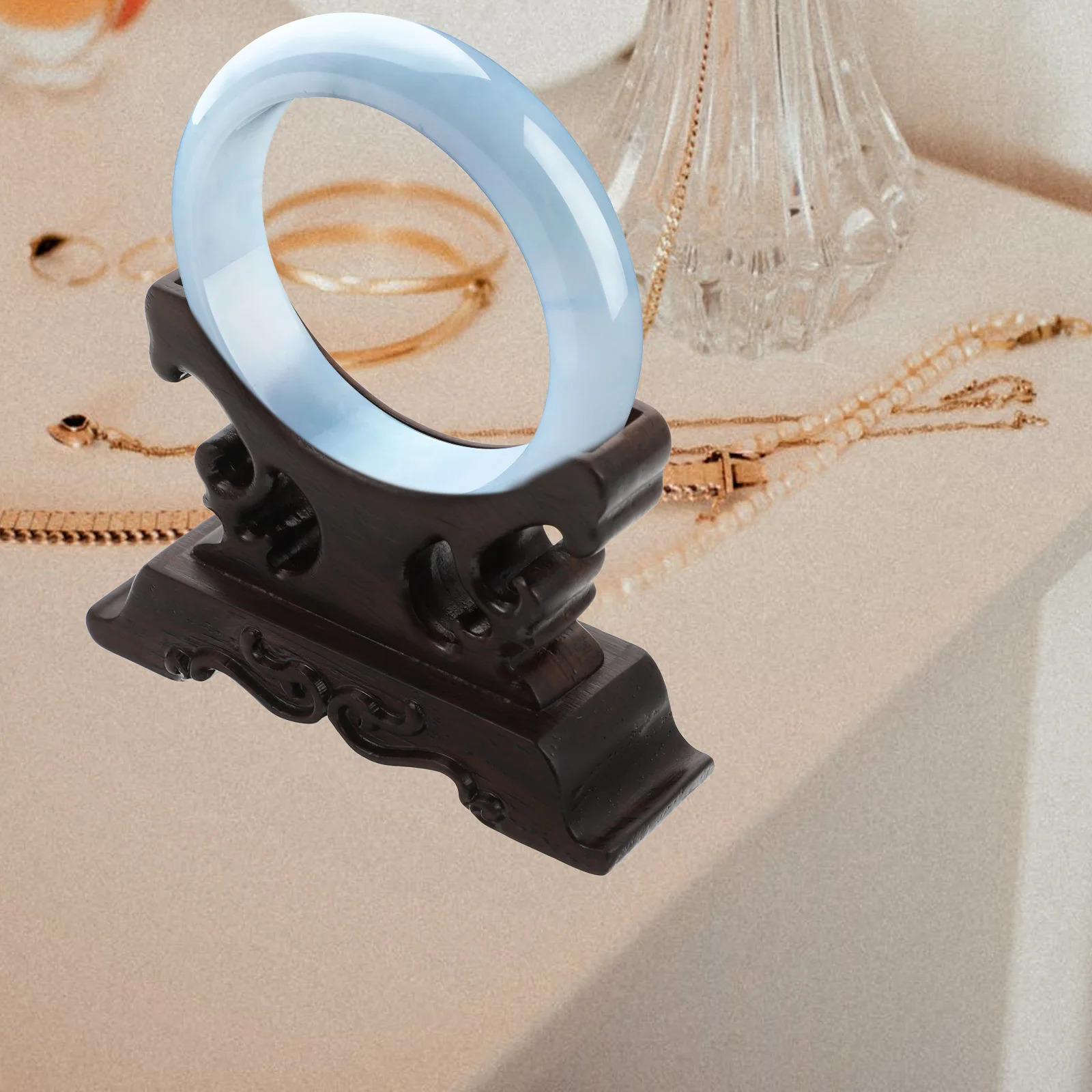 Bracelet Display Rack Wooden Base Compact Stable Jewelry Holder Home Office Store Wooden Bracelet Holder