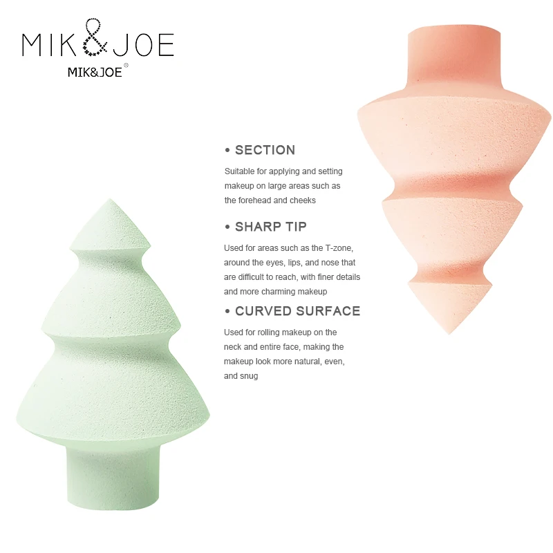 Esponja de maquillaje combinada con forma de árbol de Navidad Multicolor, suave y delicada para uso en el hogar o en viajes, 6 uds.