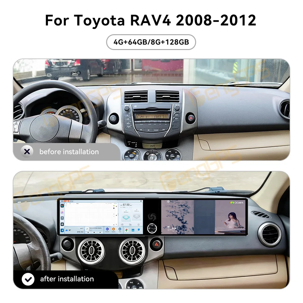 24.6 Inch Screen Car Radio For Toyota RAV4 2008-2012 Android Auto GPS Navigation Multimedia Video Stereo Receiver Head Unit
