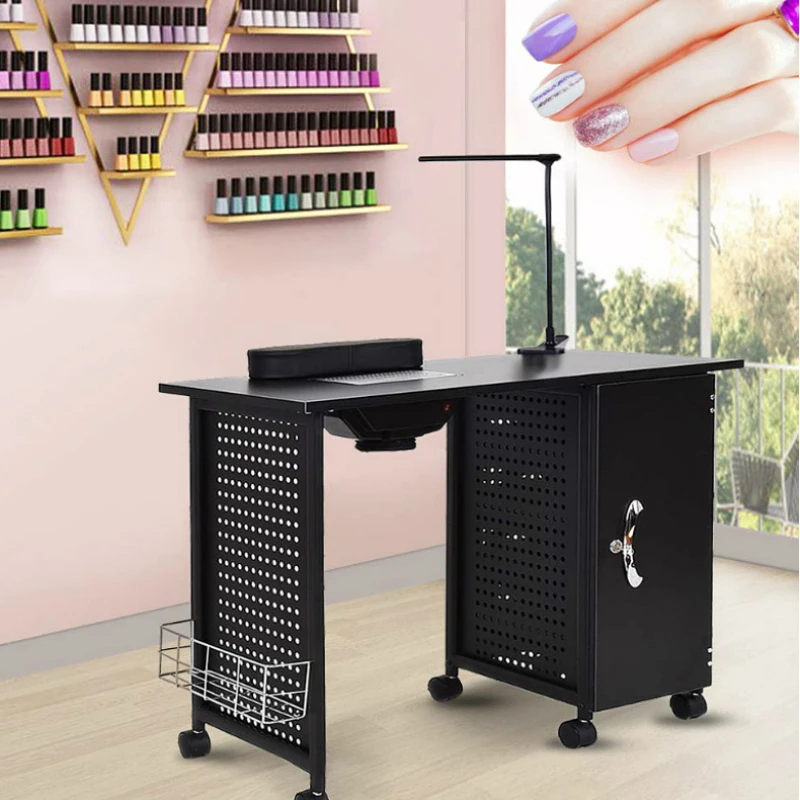 Simple Portable Manicure Table Multifunction Metal Speciality Black Nail Desk Exquisite Beauty Manicure Tafel Furniture HD50ZJ