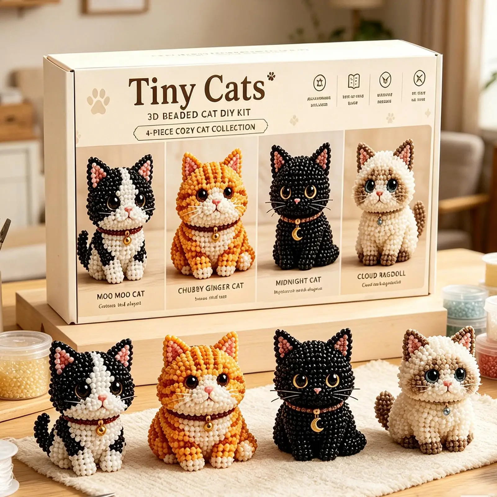 

Beaded Animal Kit 3D Cute Funny with Instructions Handmade Bead Art Kit for Family Friends Professionals Craft Enthusiasts