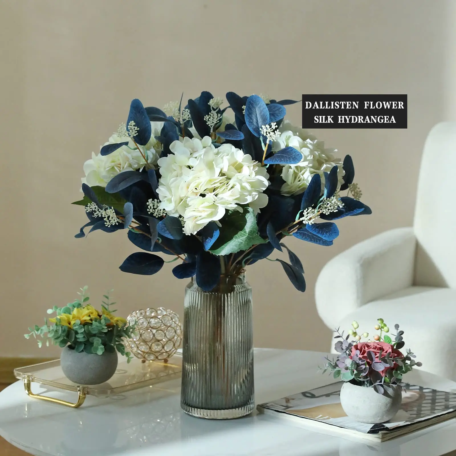 Künstliche Eukalyptus-Stiele, gefälschte Eukalyptusblätter mit Beeren für Hochzeit, Party, Zuhause, Zimmer, Blumenarrangement, Dekoration, Pflanzen – Detail 4