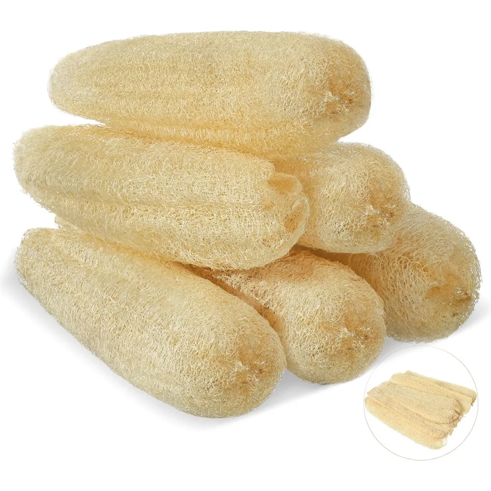 

6 Pack 11.8 Inch Natural Loofah Sponges for Kitchen Dishes and Body Scrubbing