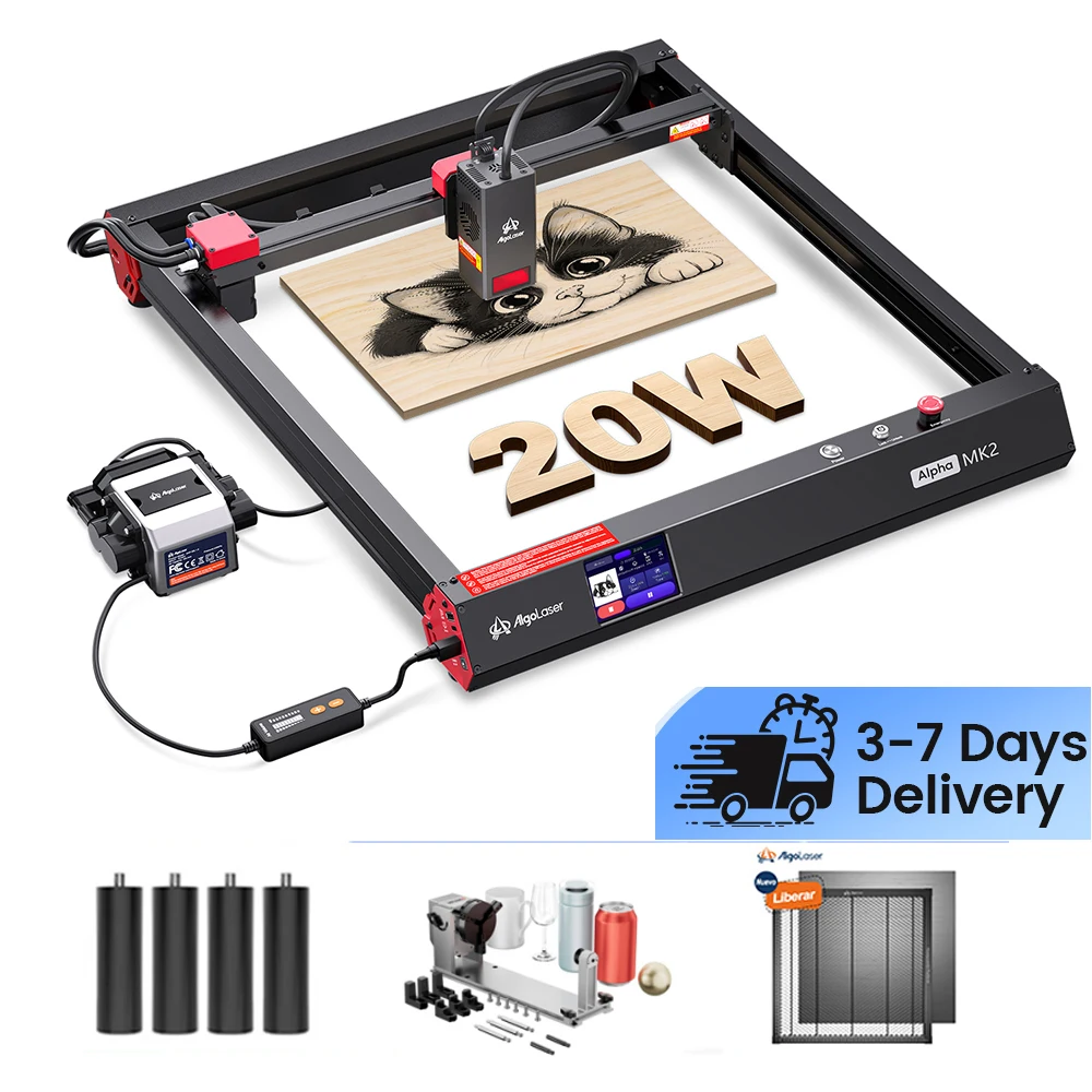 

Algolaser Alpha MK2 20W High-Precision Engraving Cutting Machine for Metal/Glass/Wood etc Speed ​​Laser Cutter with Smart Scre