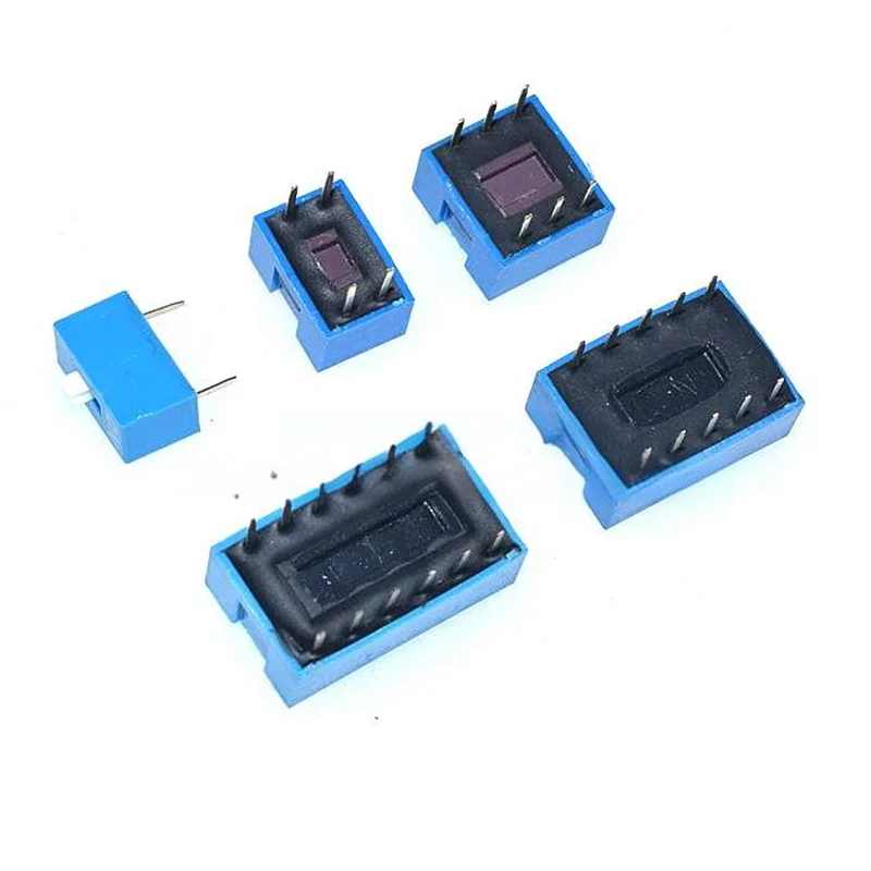 10 Uds 2,54mm interruptor DIP rojo/azul 1P/2P/3P/4P/5P/6P/8P/10P posiciones palanca plana de orificio pasante