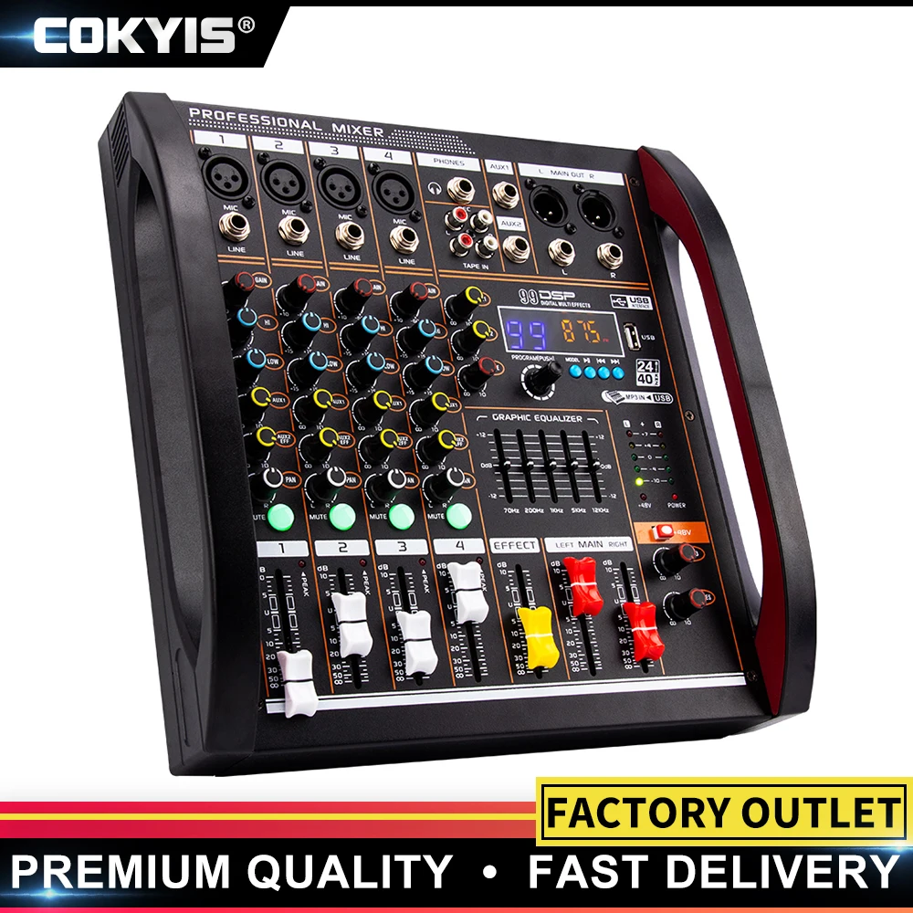 

Audio mixer 4 channel mixer DSP reverberation effect professional Bluetooth USB audio mixer balance family karaoke stage