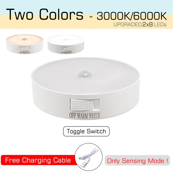 Motion Sensor Light USB Rechargeable Night Light LED Lamp for Kitchen Bedroom Stairs Hallway Cabinet Closet Wardrobe Nightlight, image 9