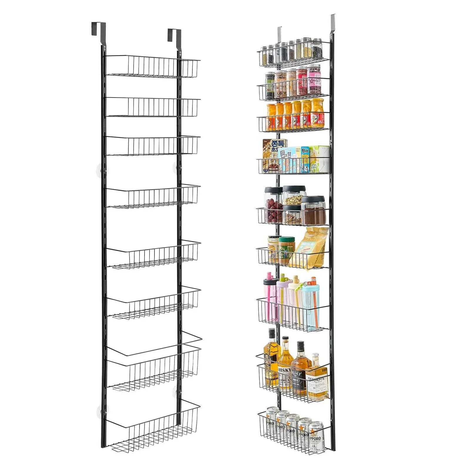 

9-Tier Overdoor Hanging Pantry Organizer Adjustable Storage Rack for Kitchen Cabinet Space Optimization