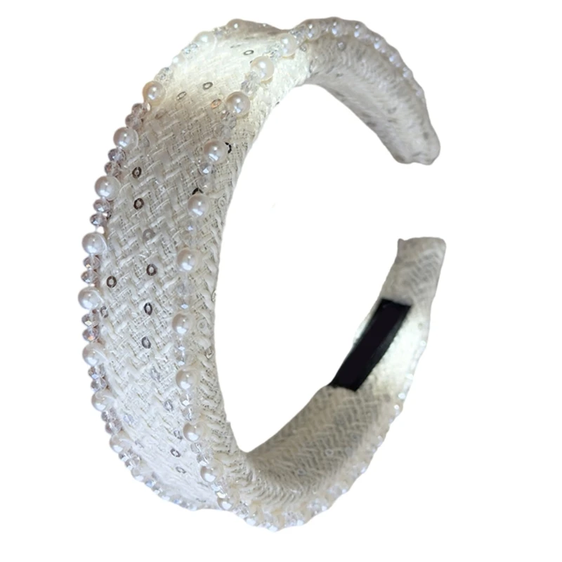 652F Elegant Headpiece With Faux Pearls Decors Fashion Headbands Comfortable Hairband For Weddings And Prom Event