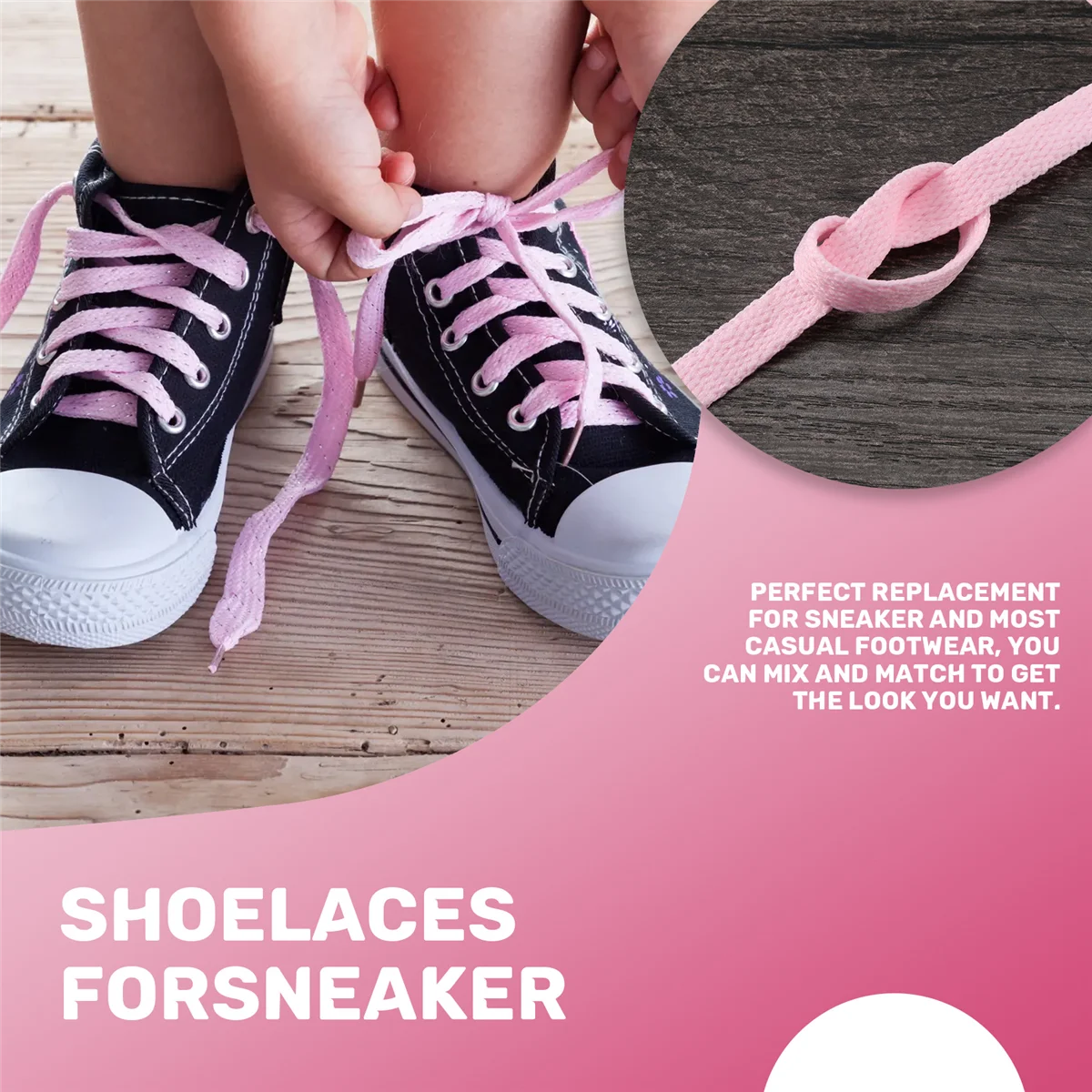 Beauty 44" Solid Flat Shoelaces Strings Laces for Sneaker Pink