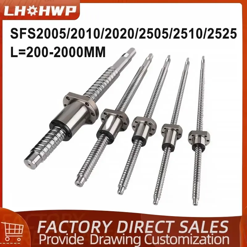 

1set Ballscrew C7 SFS2005/2010/2020/2510/2505/2525 200-2000mm With flange single ball nut BK/BF End Machining For CNC Parts