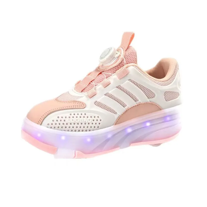 Детские кроссовки для мальчиков, мода 2024, спортивные роликовые коньки для девочек, обувь на колесах, невидимые двухколесные детские кроссовки