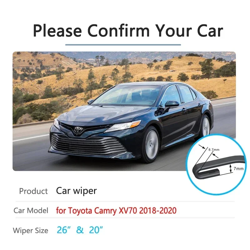 For Toyota Camry 70 XV70 2018 2019 2020 Front Windscreen Windshield Wipers Car Accessories Brushes Washer 2pcs Car Wiper Blades