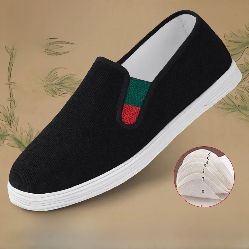 Beijing Men's Canvas Shoes Breathable Lightweight Slip-On Casual Handmade Multi-Layer Sole Comfortable round Toe Flat Heel