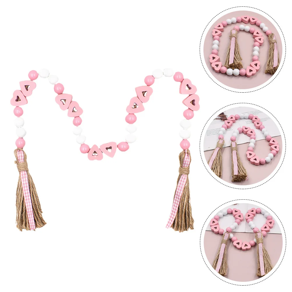 

Valentine Wooden Beads Garland Tassel Decor Home Office Living Room Kids Room Festive Valentine's Day Tiered Tray Ornament
