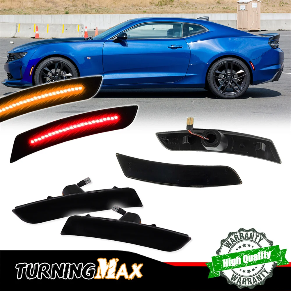 

Car Front Rear Bumper Side Marker Indicator Lights Turn Signal Lights Parking Lights For Chevy Camaro 2016-2023 Amber/Red LED