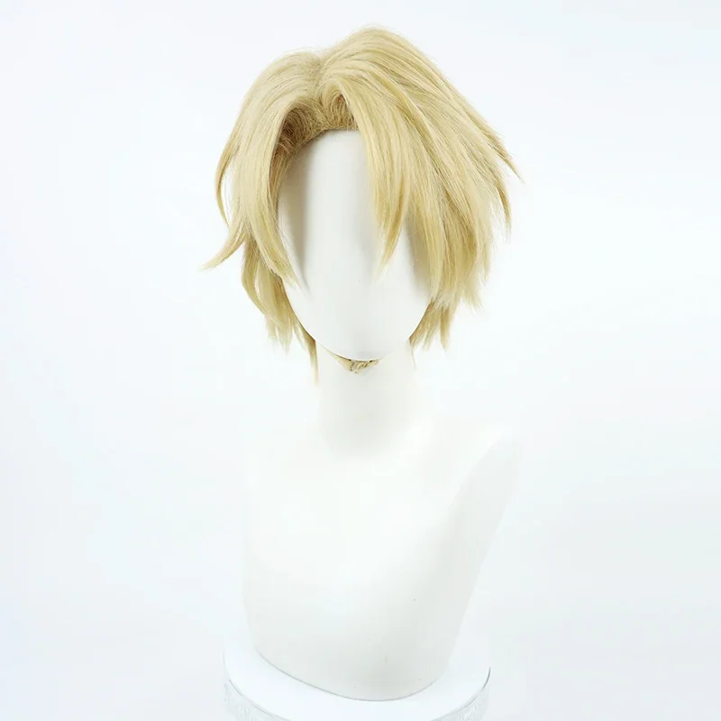 Anime HIGH CARD Finn Oldman Cosplay Wig Short Yellow Golden Heat Resistant Synthetic Hair Halloween Party Role Play   Wig Cap